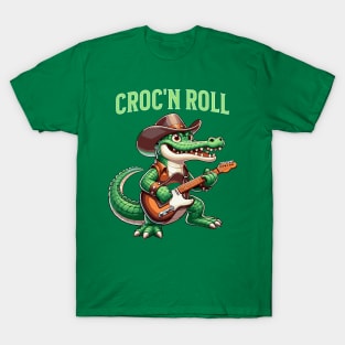 Funny Croc'n Roll Crocodile with Guitar T-Shirt